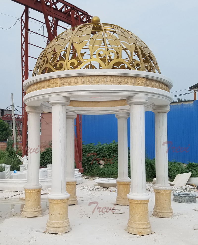 Outdoor garden landscape golden round marble gazebo for Saudi Arabia clients designs