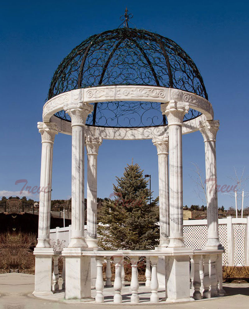 Round white stone outdoor wedding decorative gazebo designs for sale