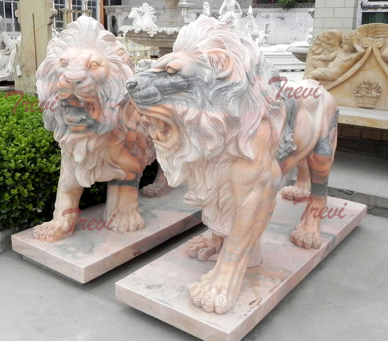 Buy a pair roaring lion sculpture in front of house decor
