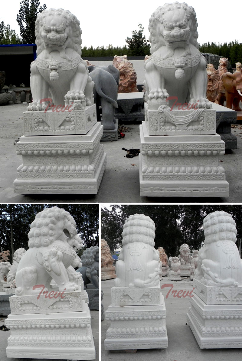 Buy chinese pair of white lion statues for driveway designs