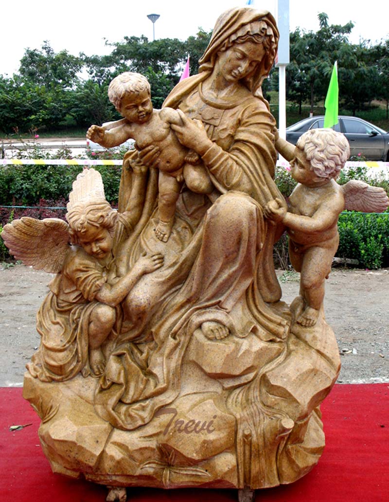 The madonna and child large outdoor antique beige marble religious statues for sale