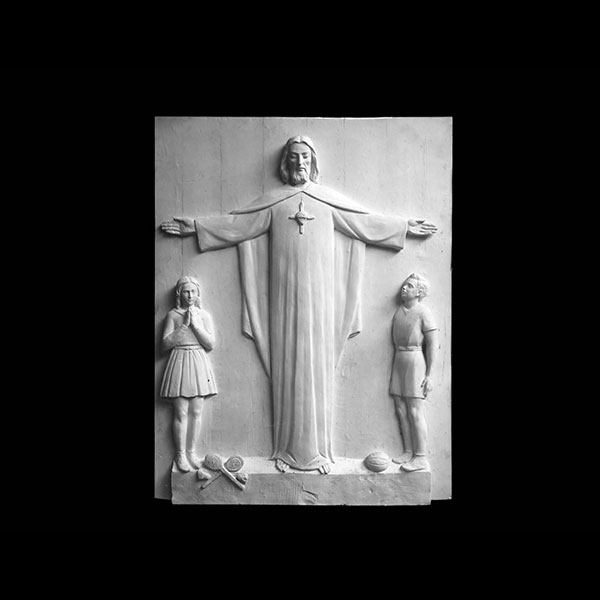 Church wall decor sacred heart jesus with children marble relief sculptures