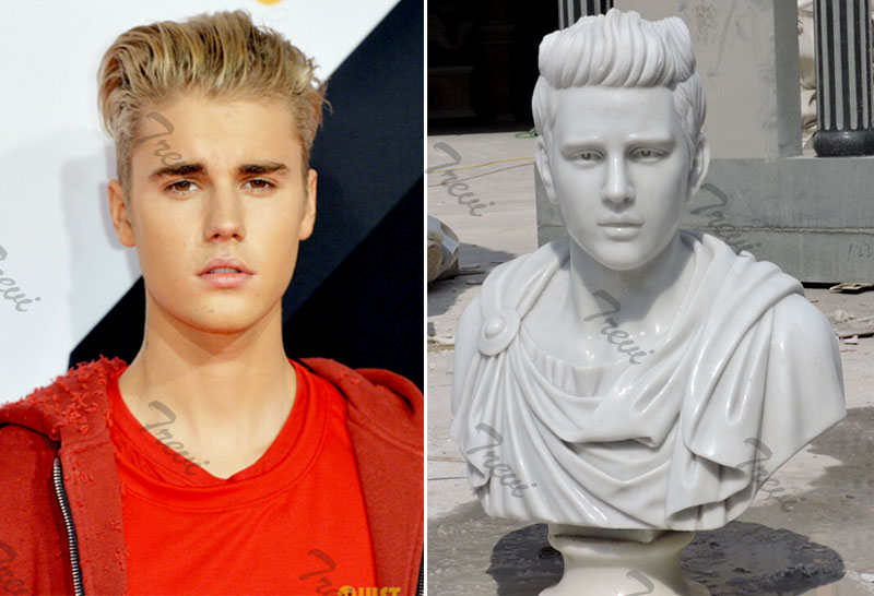 Custom made famous star bust head statue of Justin Bieber from a photo designs for saleCustom made famous star bust head statue of Justin Bieber from a photo designs for sale