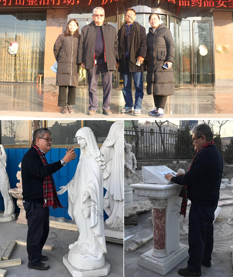 Lawrence and his friend visit our catholic marble sculpture factory