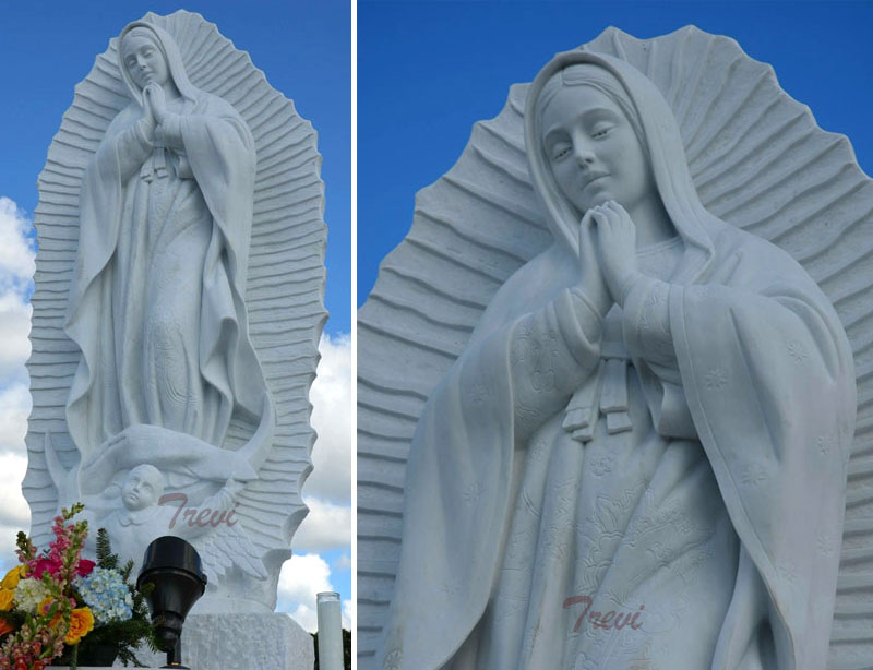 Our lady of guadalupe outdoor catholic white marble statues for sale