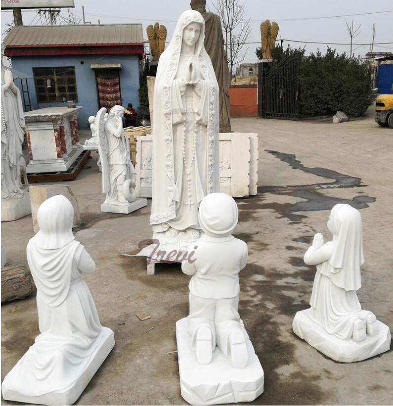 Religious marble garden statues of Fatima and three shepherd for church 