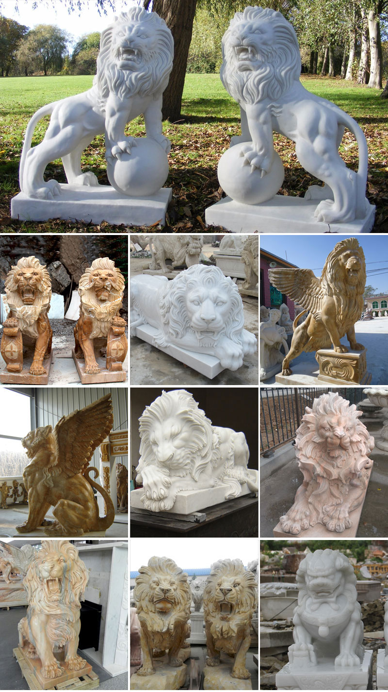 guardian marble lion statues for sale