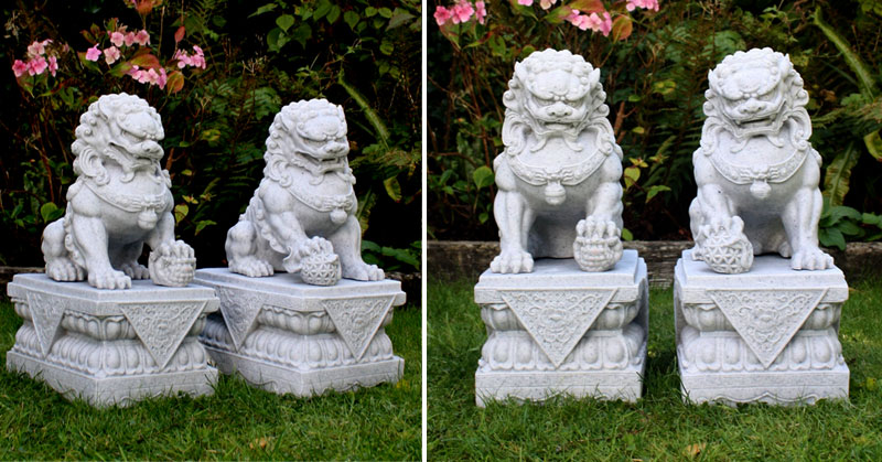 life size feng shui dog lion in front of house meaning