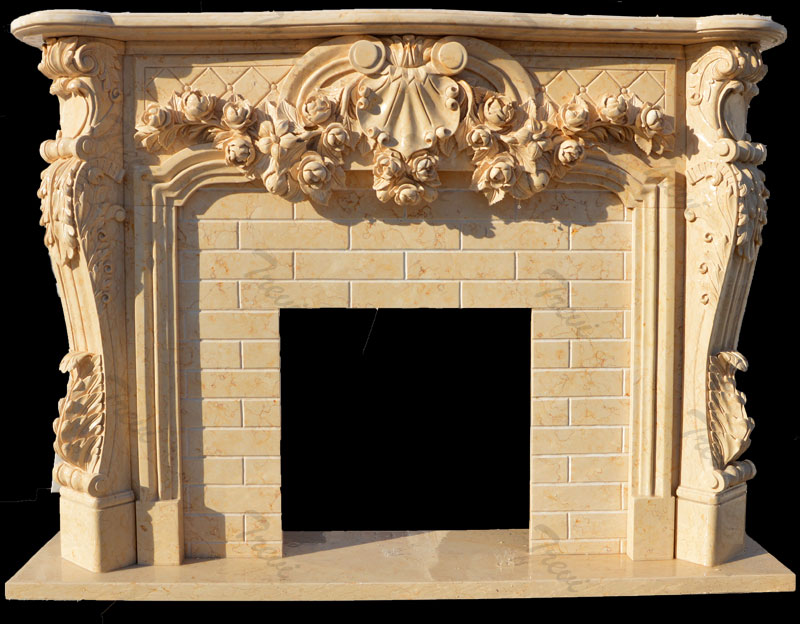 Antique stone decorative french country firaplace mantels surrounds for sale