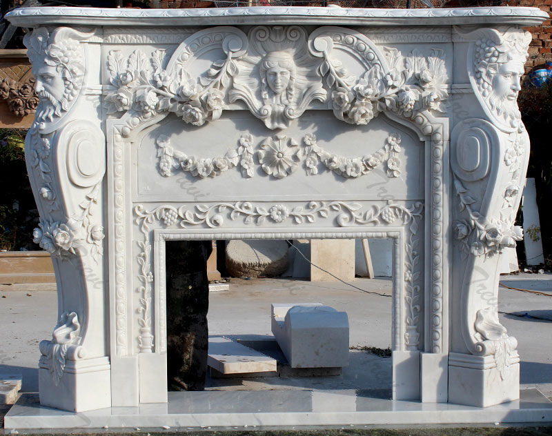 Buy french style white marble fireplace mental shelf for sale