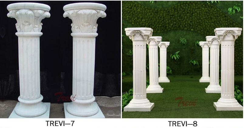 Large white marble round fluted columns and pillars for home