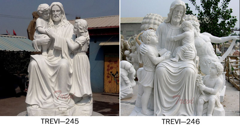 Outdoor large caholic statues of jesus christ with children garden designs