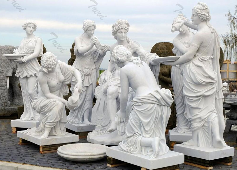 Stone Apollo bath group sculpture replica garden statue outside