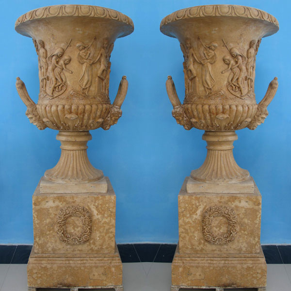 TMP-20 Beige marble large planters flopwer pots for yard decor