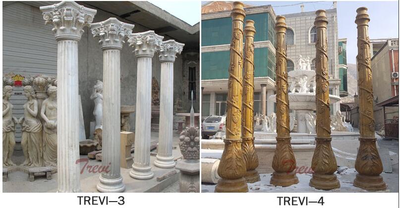 The decorative top of a beige marble column monuments for sale