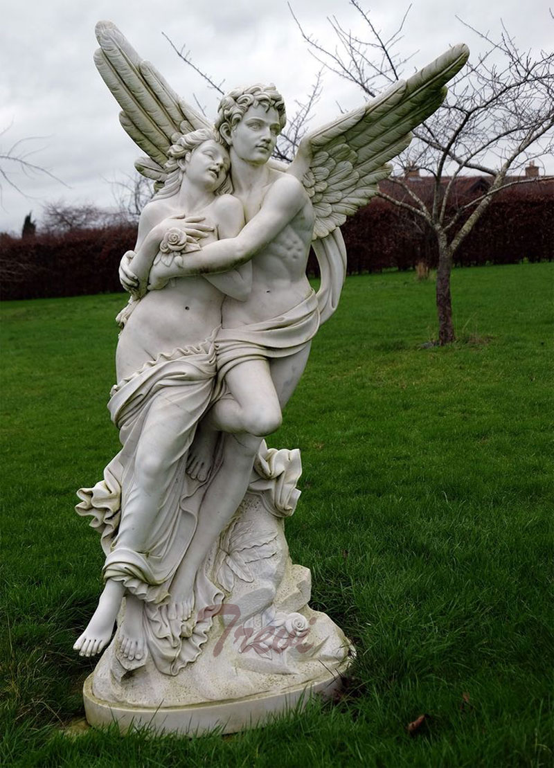 cupid and psyche white marble garden statue louvre replica for sale