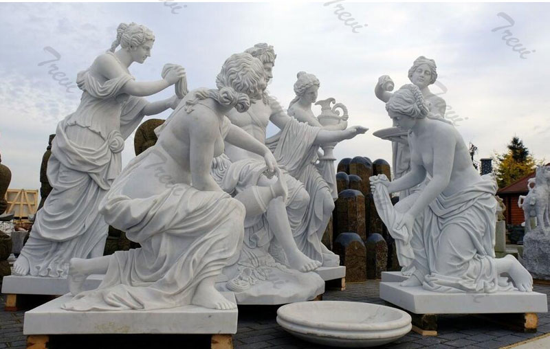 life size marble Apollo bath group sculpture replica garden statue outside