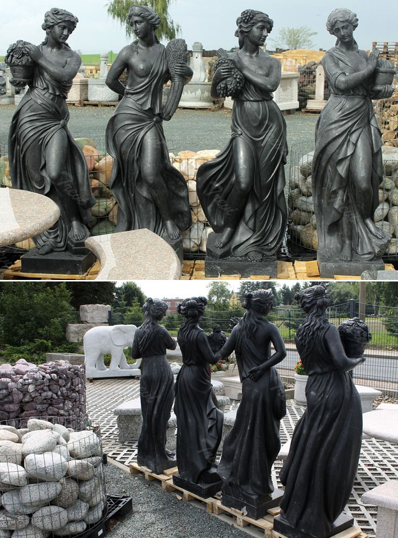 Black marble stone life size goddess greek nude fairy classical statues female details