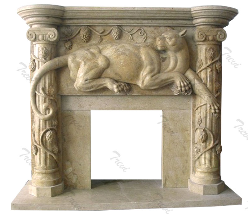 Buy antique stone fireplace mantels shelf with leopard decor online