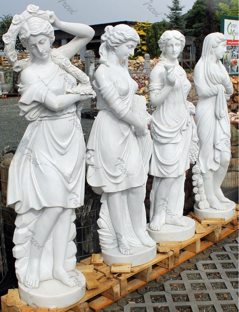 Famous white marble life size garden statues four season goddess set for sale