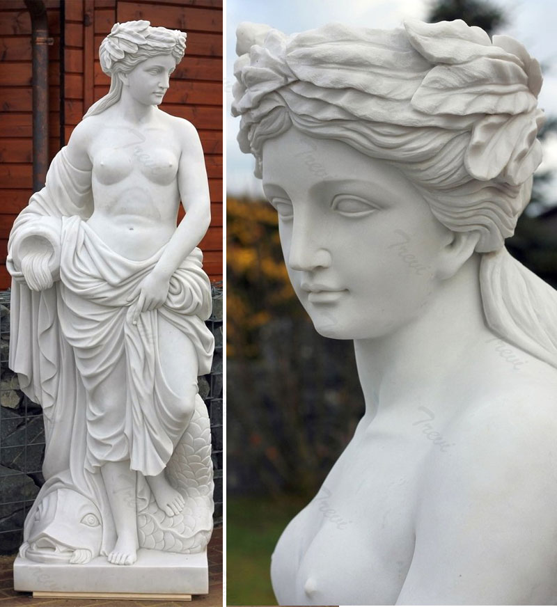 Life size nude girl hold jar outdoor marble statues for lawn ornaments designs