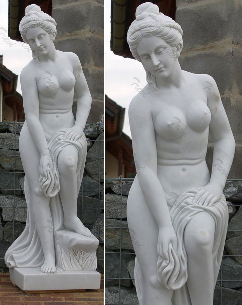 White marble nude statues of woman for outside garden ornament