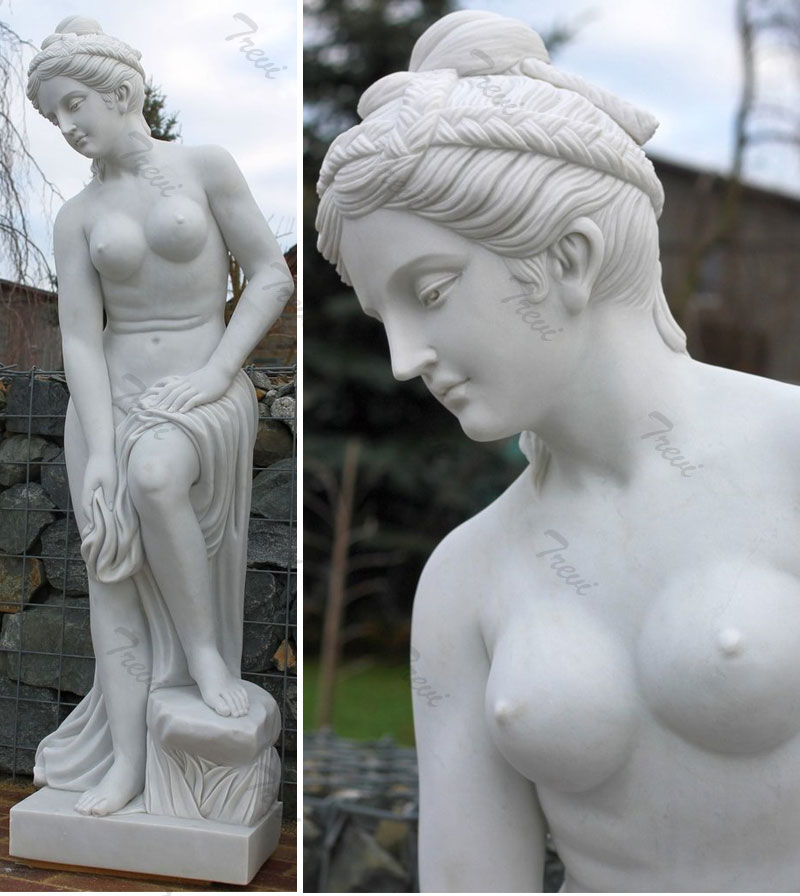 White marble nude statues of woman for outside garden ornaments