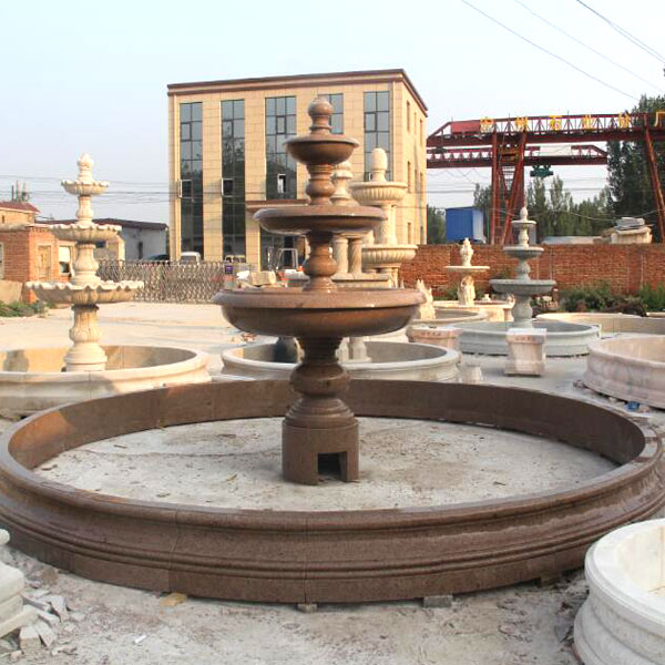 Classical design marble carving 3 tiers water fountains for public decor