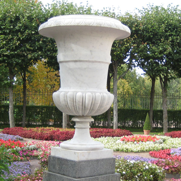 Classical white marble large garden planter with base costs TMP-07
