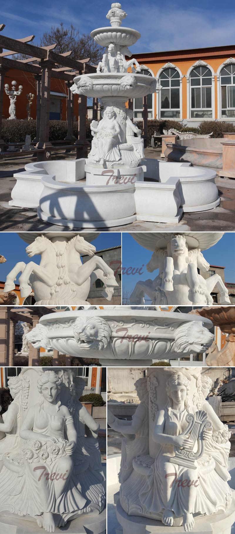 fountains with horse and woman statue