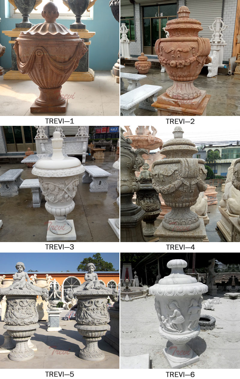 Rounded garden marble flower pots with hat for home interior decor TMP ...