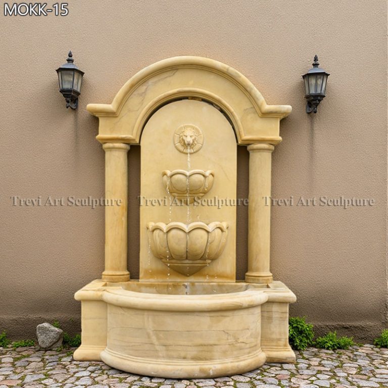 tall stone lion head wall fountain for garden