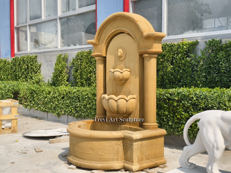 marble lion head wall fountain for garden