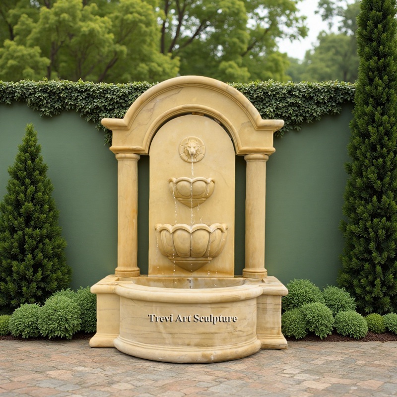 stone lion head wall fountain for garden