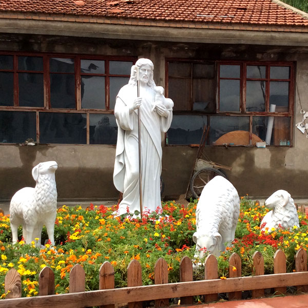 Catholic religious garden stone statues of shepherd Jesus for sale TCH-17
