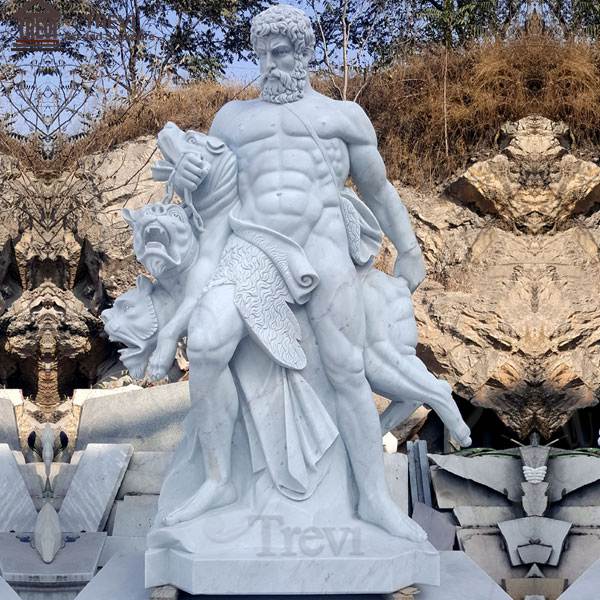 Hand Carved Art Garden Naked Statue Hercules Man Marble Statue for Sale MOKK-74