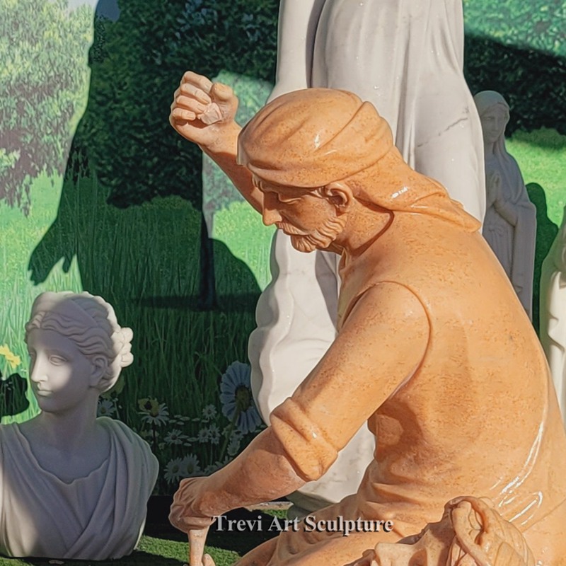 jesus is nailed to the cross marble statue detail 4