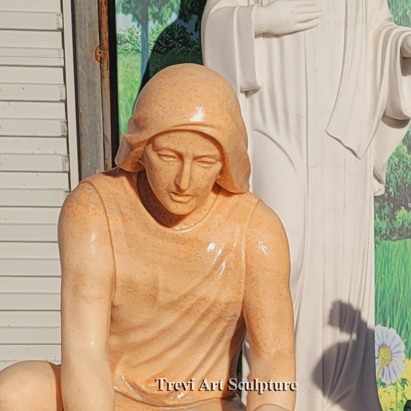 jesus is nailed to the cross marble statue detail 5