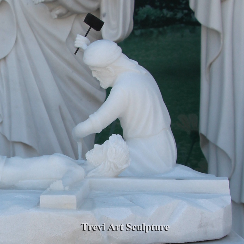 jesus is nailed to the cross marble sculpture