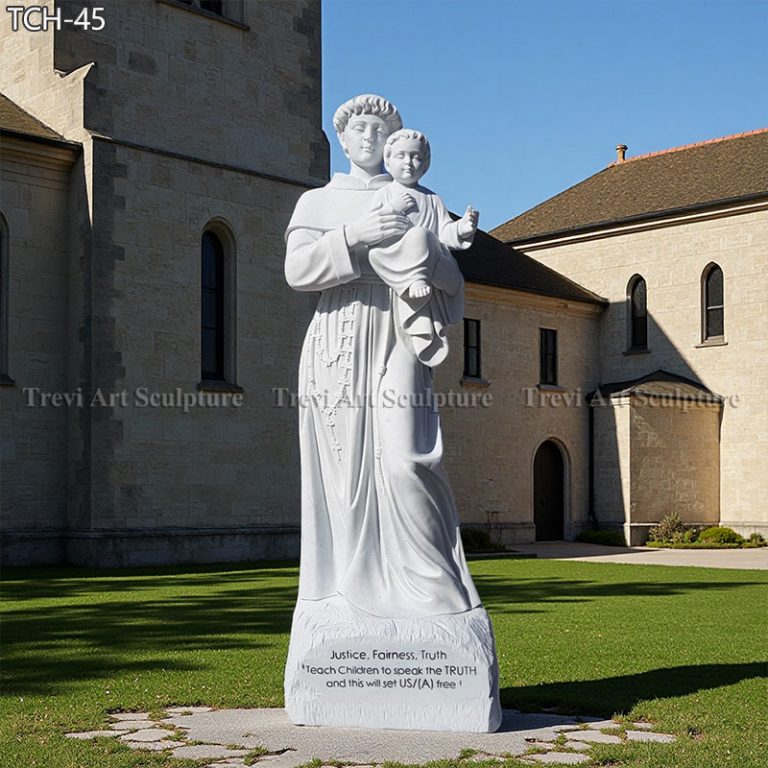 outdoor statue of st anthony with baby jesus