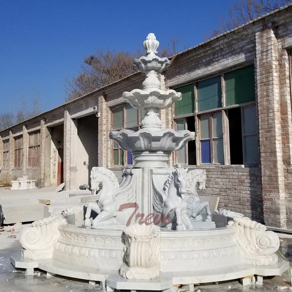 White marble horse water fountain for outdoor garden ornaments