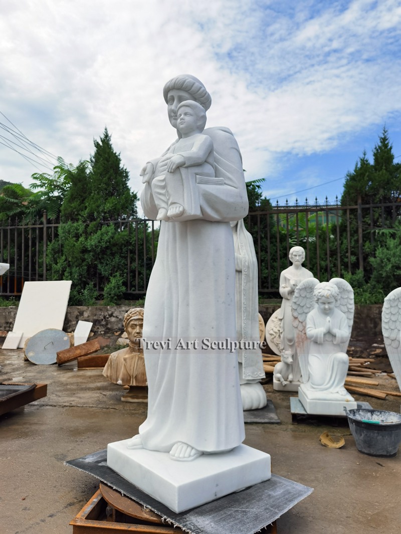 life size outdoor marble statue of st anthony with baby jesus
