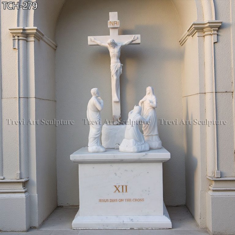 station 12 jesus dies on the cross marble statue