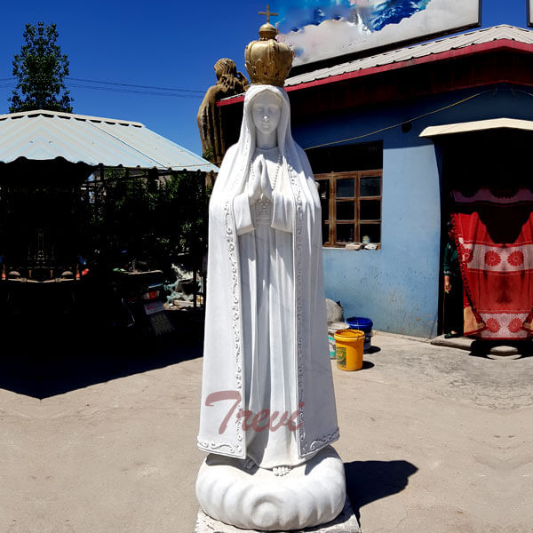 Catholic marble outdoor statues lady of fatima portugal with crown for sale