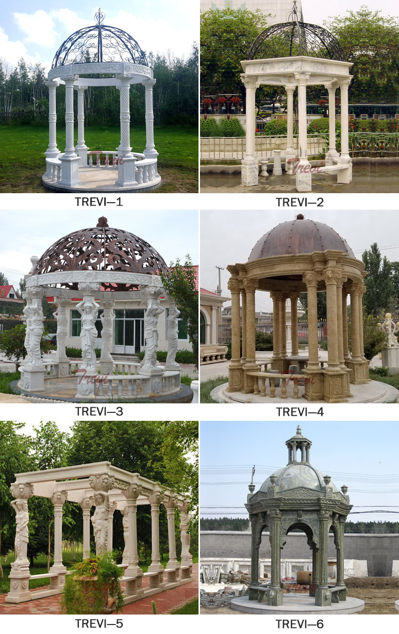 Hardtop White Marble Garden Gazebo with Pillars