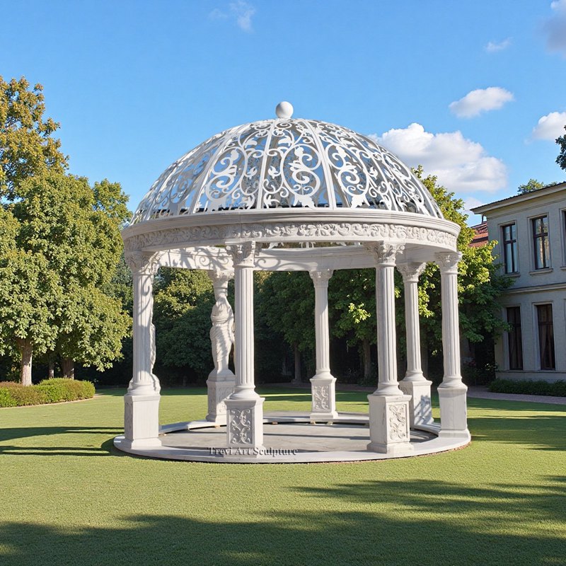 outdoor marble gazebos white metal dome for castle