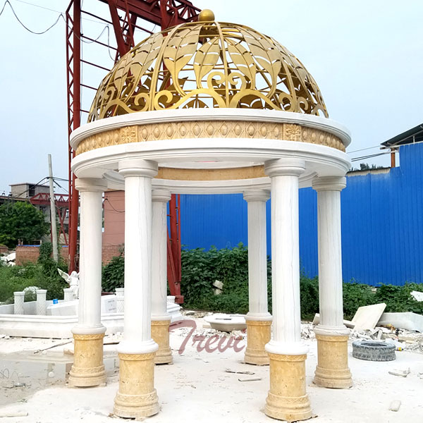 Outdoor garden landscape golden round marble gazebo for Saudi Arabia clients