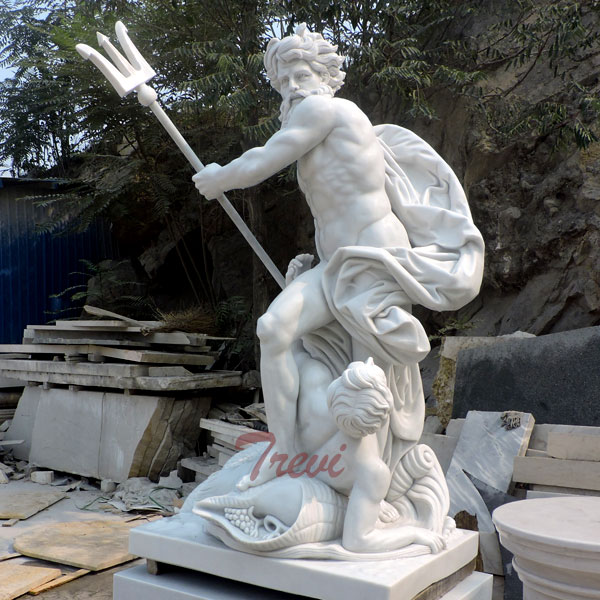 Garden Decoration Marble Poseidon with Trident Sculpture for sale TMC-19