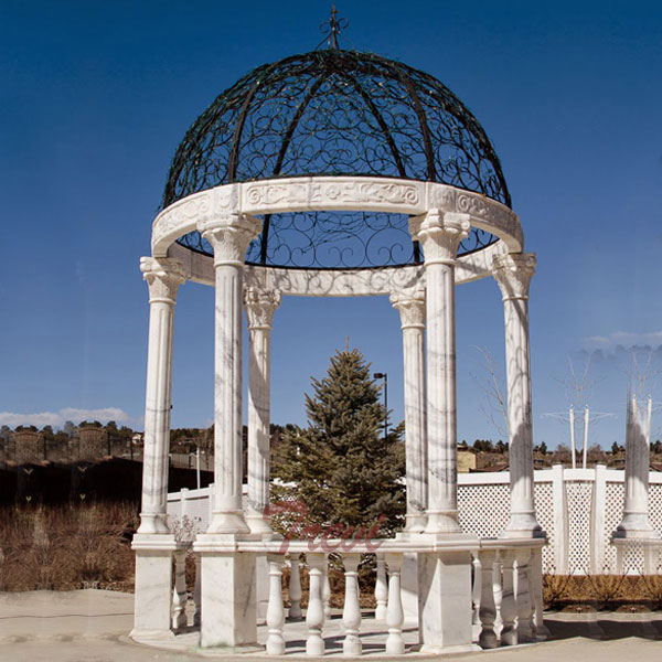 Round white stone outdoor wedding decorative gazebo for sale