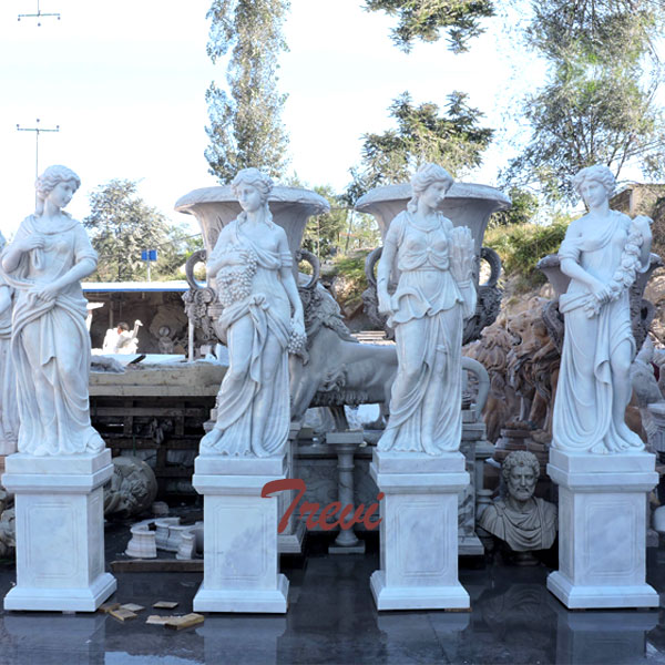 White marble four season statues set with base design for sale